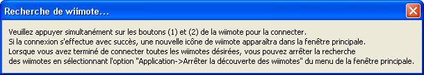 Fentre de dcouverte des wiimotes