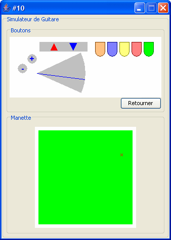 Fentre de simulation d'une guitare