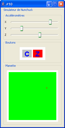 Fentre de simulation d'un nunchuck