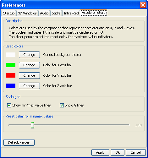 Accelerometer Widget Preferences