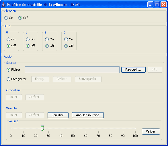 Fentre de contrle de la wiimote